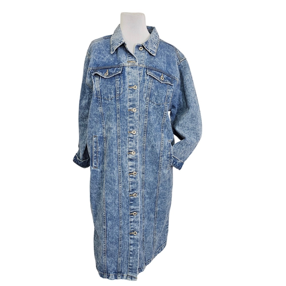 Red Label by Patrol‎ Jeans Denim Shirt Dress XL Blue Button Front Long Sleeve